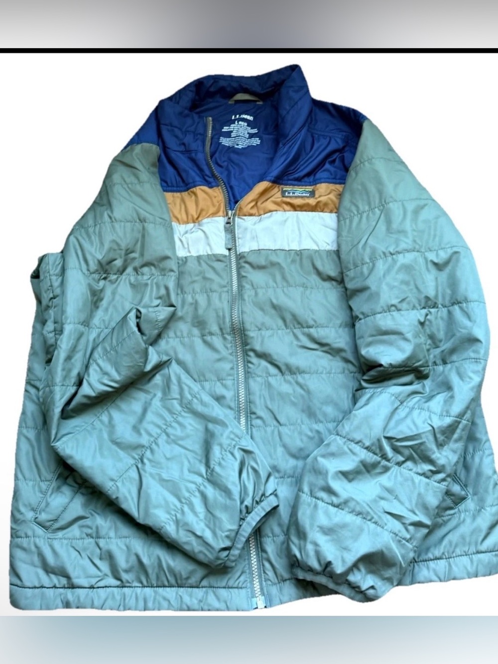 L.L. Bean Mountain classic puffer jackets Colorblock retro style sz l